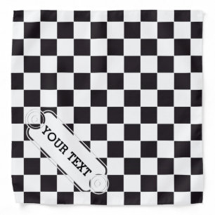 Chess Square Pattern - black + your text & backgr. Bandana