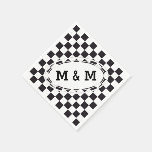 Chess Square Pattern - black + your text & backgr. Napkins