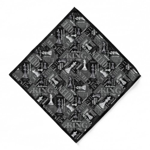 Chess Terms and Pieces Black and White ID784 Bandana