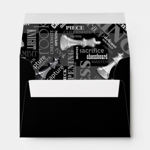 Chess Terms and Pieces Black and White ID784 Envelope