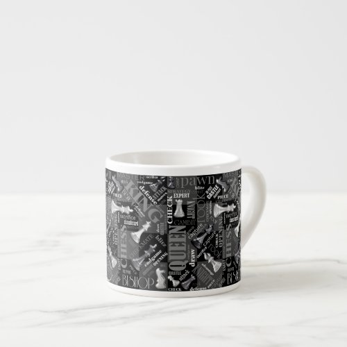 Chess Terms and Pieces Black and White ID784 Espresso Cup