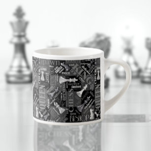 Chess Terms and Pieces Black and White ID784 Espresso Cup