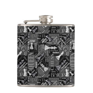 Chess Terms and Pieces Black and White ID784 Flask