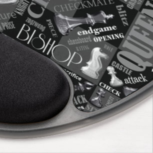 Chess Terms and Pieces Black and White ID784 Gel Mouse Pad