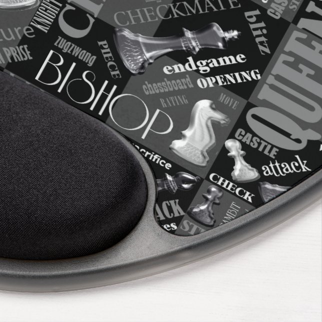 Chess Terms and Pieces Black and White ID784 Gel Mouse Pad (Right Side)