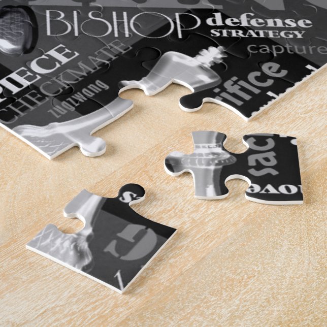 Chess Terms and Pieces Black and White ID784 Jigsaw Puzzle (Side)