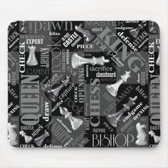 Chess Terms and Pieces Black and White ID784 Mouse Pad (Front)