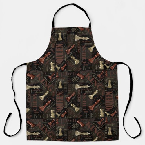 Chess Terms and Pieces Copper and Gold ID784 Apron