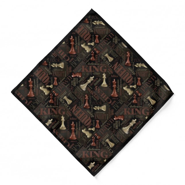 Chess Terms and Pieces Copper and Gold ID784 Bandana (Front)