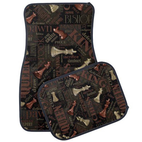 Chess Terms and Pieces Copper and Gold ID784 Car Floor Mat