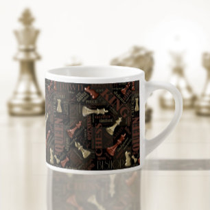 Chess Terms and Pieces Copper and Gold ID784 Espresso Cup