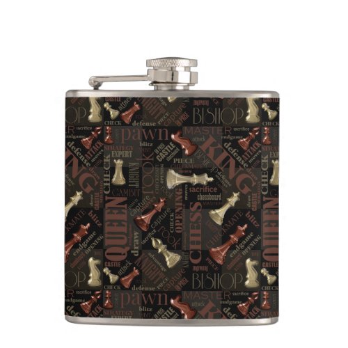 Chess Terms and Pieces Copper and Gold ID784 Flask
