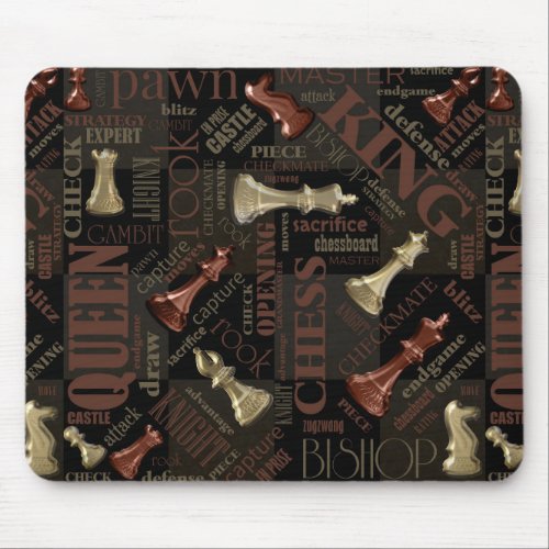 Chess Terms and Pieces Copper and Gold ID784 Mouse Pad