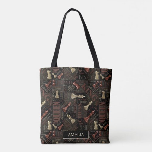 Chess Terms and Pieces Copper and Gold ID784 Tote Bag