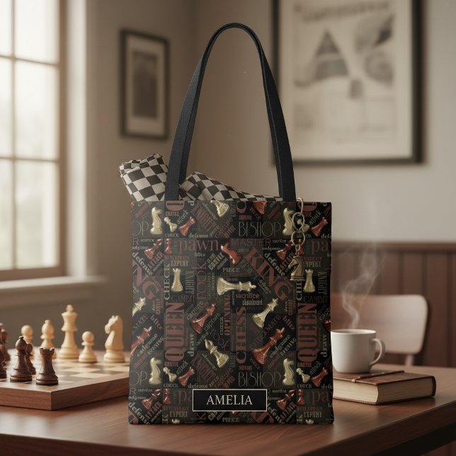 Chess Terms and Pieces Copper and Gold ID784 Tote Bag (Creator Uploaded)