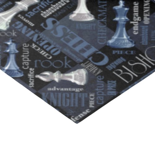 Chess Terms and Pieces Silver and Blue ID784 Tissue Paper