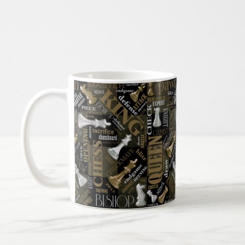 Chess Terms and Pieces Silver and Gold ID784 Coffee Mug