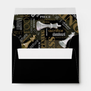 Chess Terms and Pieces Silver and Gold ID784 Envelope
