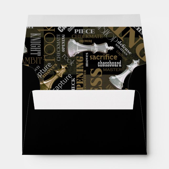 Chess Terms and Pieces Silver and Gold ID784 Envelope (Back (Bottom))
