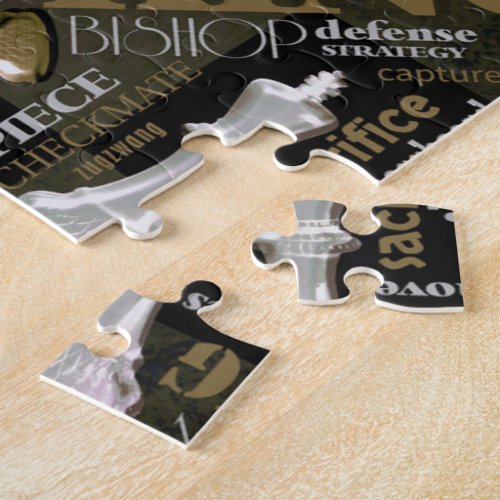 Chess Terms and Pieces Silver and Gold ID784 Jigsaw Puzzle