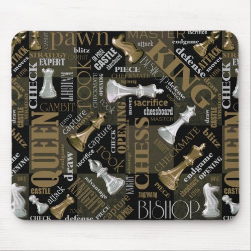Chess Terms and Pieces Silver and Gold ID784 Mouse Pad