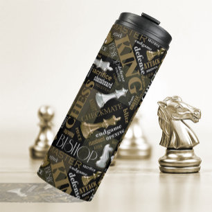 Chess Terms and Pieces Silver and Gold ID784 Thermal Tumbler