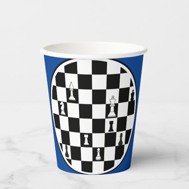 Chess Theme Paper Cups - Elegant Chessboard Design (Front)