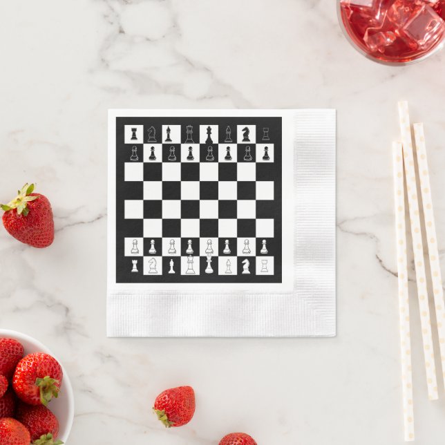 Chess Theme Paper Napkins - Elegant Chessboard Des (Insitu)