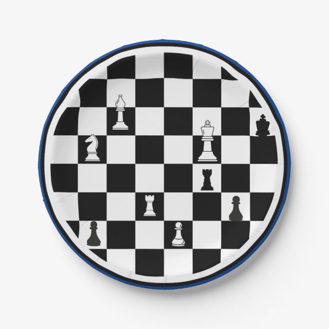 Chess Theme Paper Plates - Elegant Chessboard  (Front)