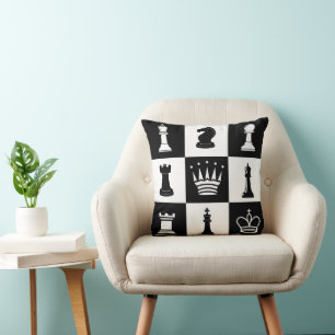 Chess Themed All-Over Print Throw Pillow