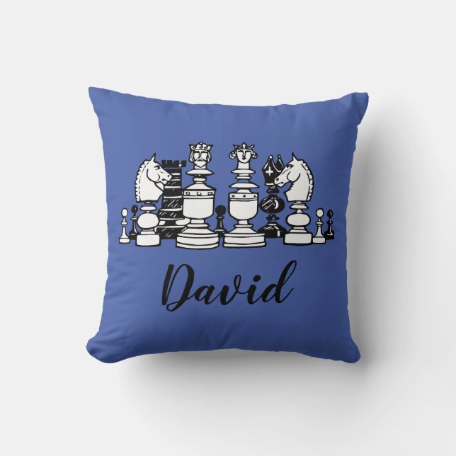 Chess Themed Personalized Throw Pillow (Front)