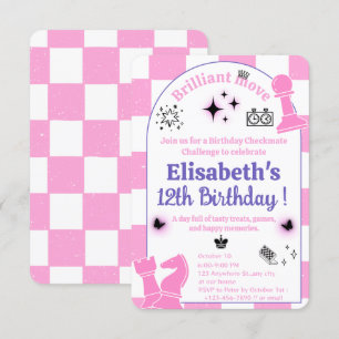 Chess Tournament Birthday Party For Girls Theme 4 Invitation