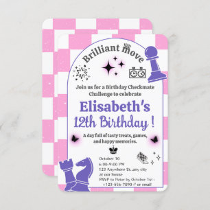 Chess Tournament Birthday Party For Girls Theme Invitation