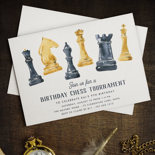 Chess Tournament Kids Birthday Party Invitation