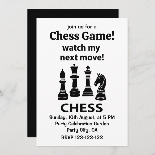 Chess Watch My Next Move Chess Invitation (Front/Back)