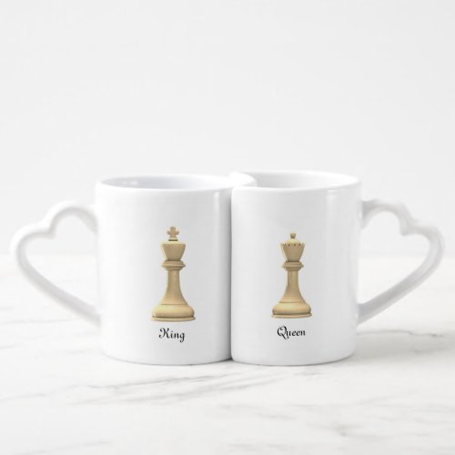 Chess White King and Queen Coffee Mug Set