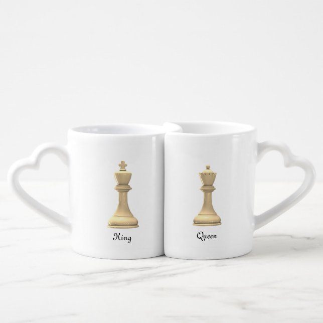 Chess White King and Queen Coffee Mug Set (Front Nesting)