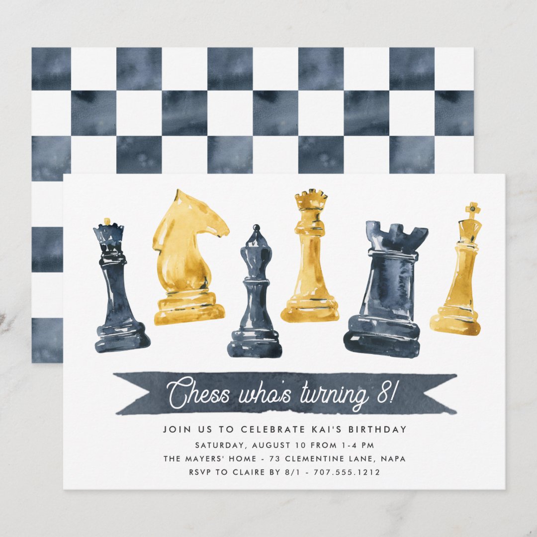 Chess Who Chess Theme Kids Birthday Party Invitation Zazzle