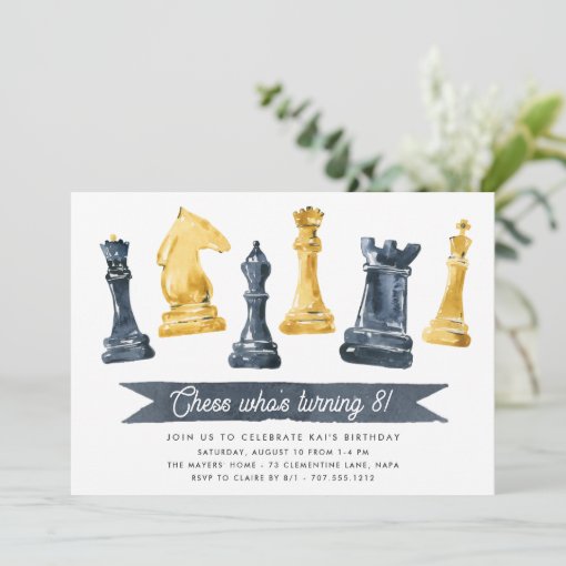 Chess Who | Chess Theme Kids Birthday Party Invitation | Zazzle