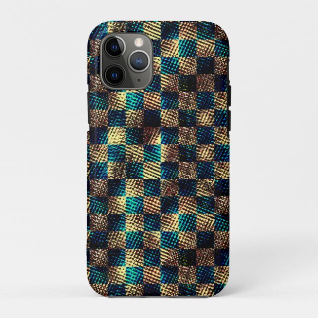 Chess with dirty and scratched effect, yellow blue Case-Mate iPhone case (Back)