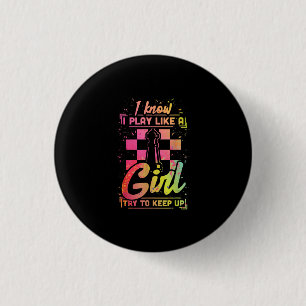 Chess Women Queen Chessfield Team Play Like A Girl Button