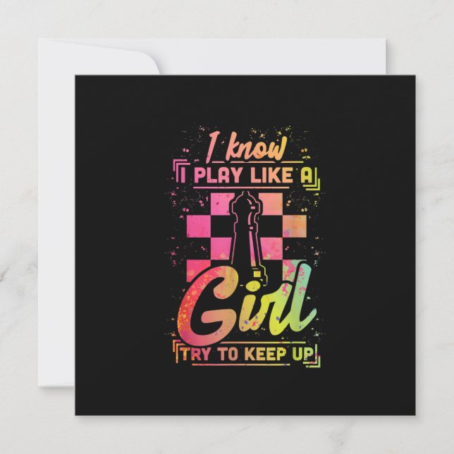 Chess Women Queen Chessfield Team Play Like A Girl Invitation (Front)