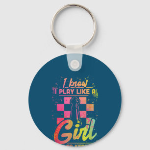 Chess Women Queen Chessfield Team Play Like A Girl Keychain