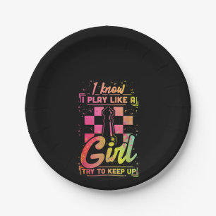 Chess Women Queen Chessfield Team Play Like A Girl Paper Plates