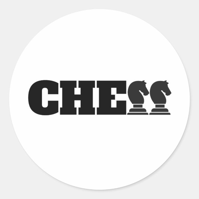 Chess Word Black Knights Creative Clever Game Classic Round Sticker (Front)