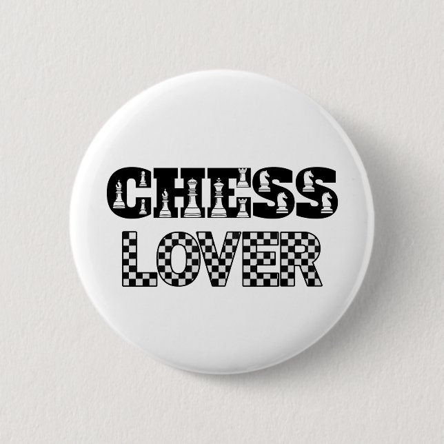Chess Word Black Letters Lover Board Pattern Button (Front)