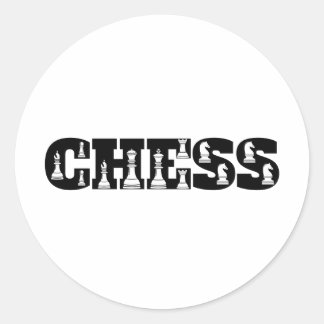 Chess Word Black Letters White Pieces Creative Classic Round Sticker