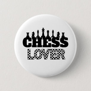 Chess Word Black Pieces Lover Board Pattern Design Button