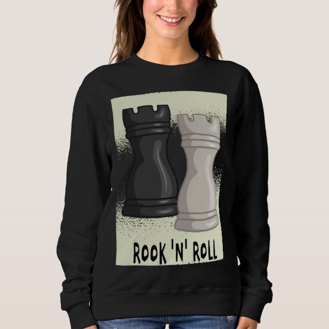 Chess word game Rook and Roll with chess piece roo Sweatshirt (Front)