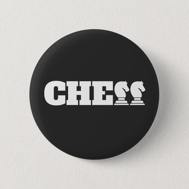 Chess Word White Knights Creative Unique Strategy Button (Front)